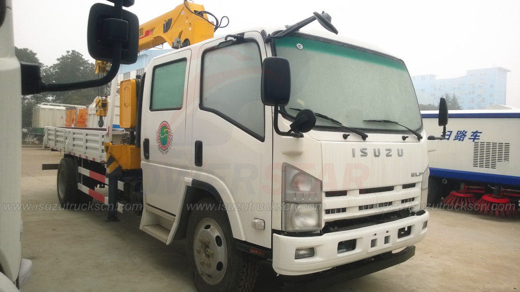 Double Cabin ISUZU NPR ELF Crane Trucks with 6.3Ton Telescopic Boom Truck