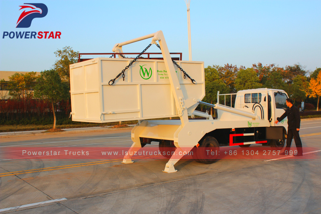 3tons 5tons side loader Isuzu swing arm container garbage truck 