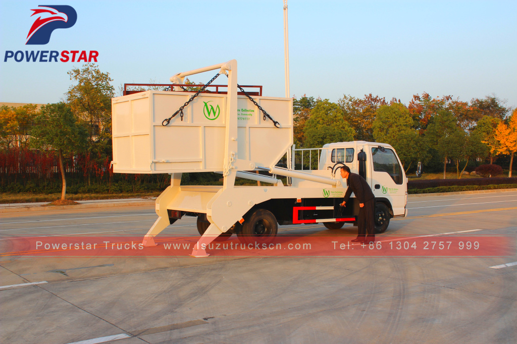 3tons 5tons side loader Isuzu swing arm container garbage truck 