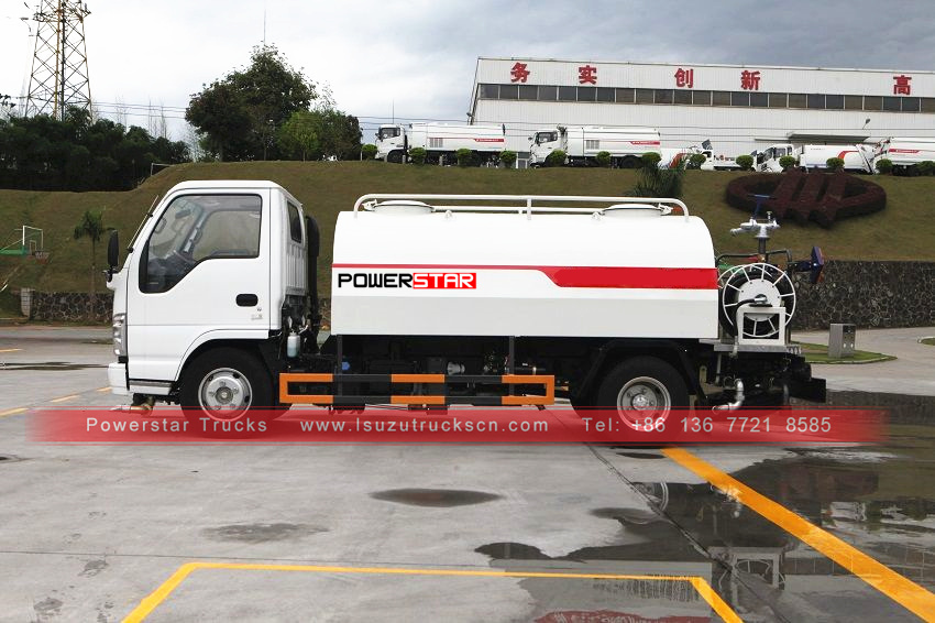 Филиппин Сатуға арналған жаңа ISUZU ELF 4000L су ыдысы спринклерлі жүк көліктері