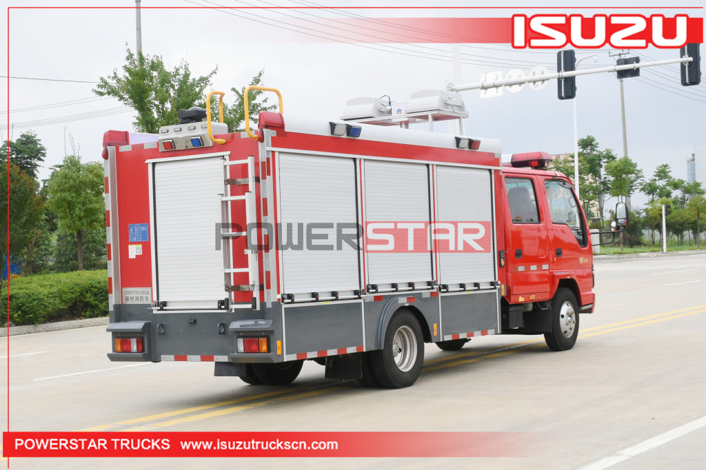 Cambodia ISUZU ELF Rescue Escape Emergency Water Foam Fire Engine 4X2 Water Fire Truck