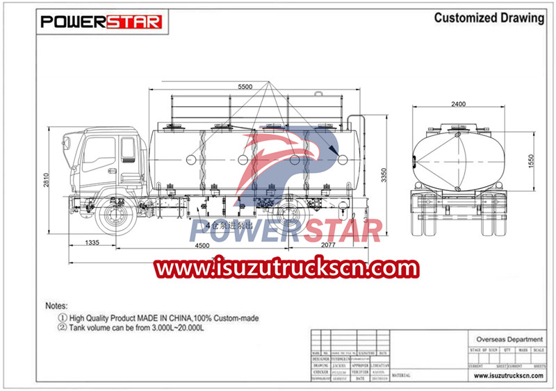 ISUZU refueling truck drawing