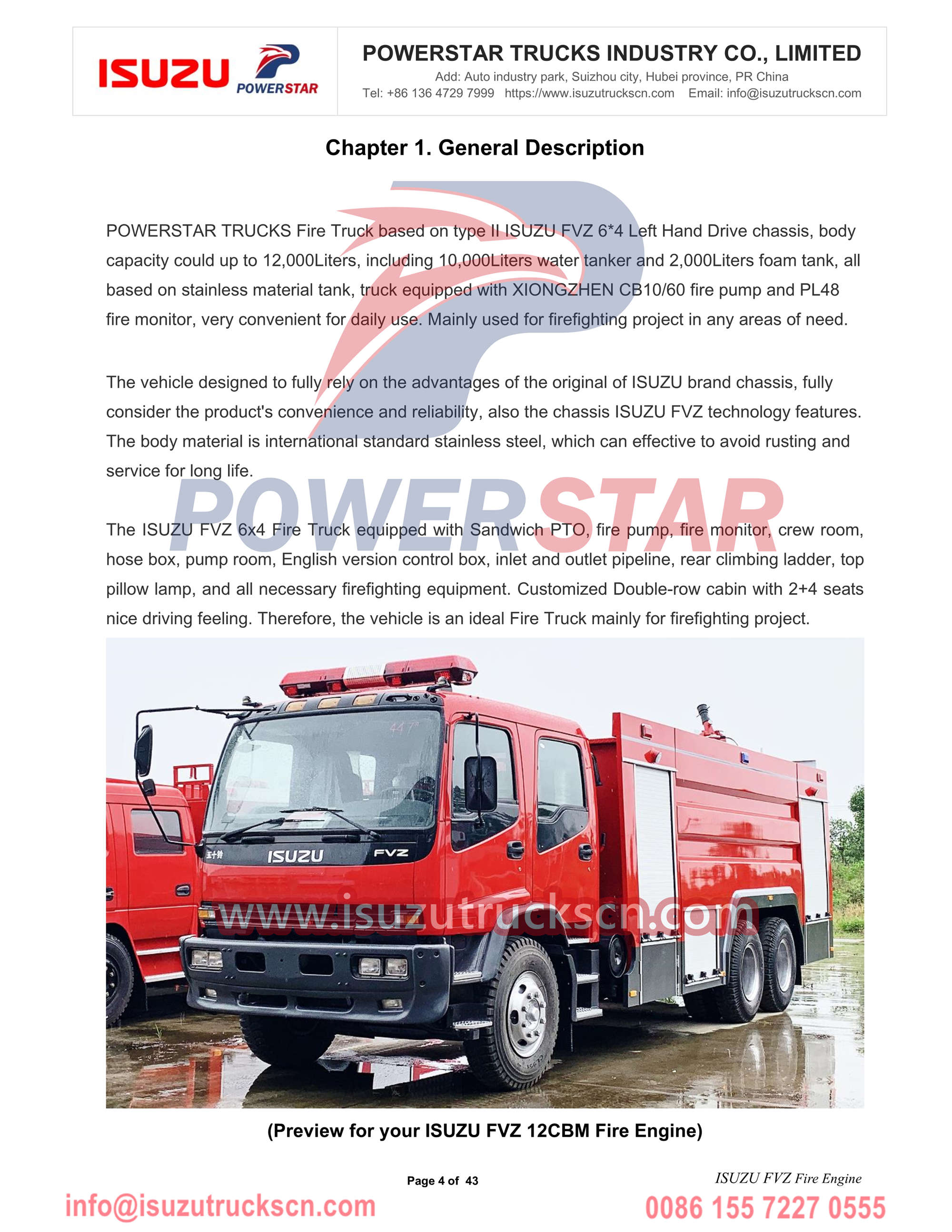 Isuzu өрт сөндіру машинасы 10 доңғалақты