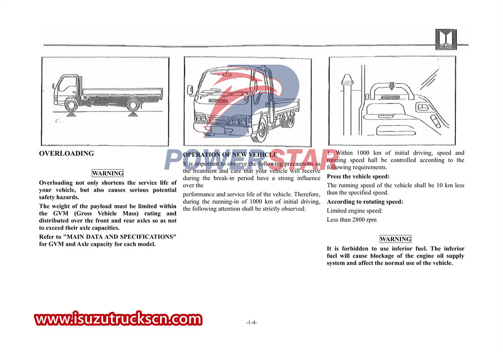 isuzu 100p жүк көлігінің арнайы нұсқаулығы