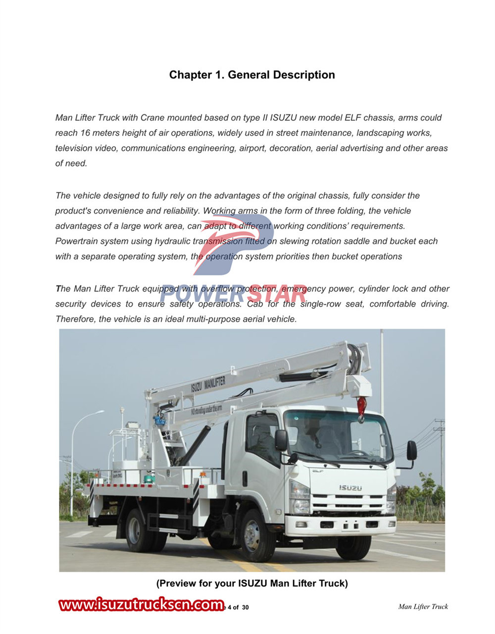 Isuzu 700P әуе платформасы жүк көлігі