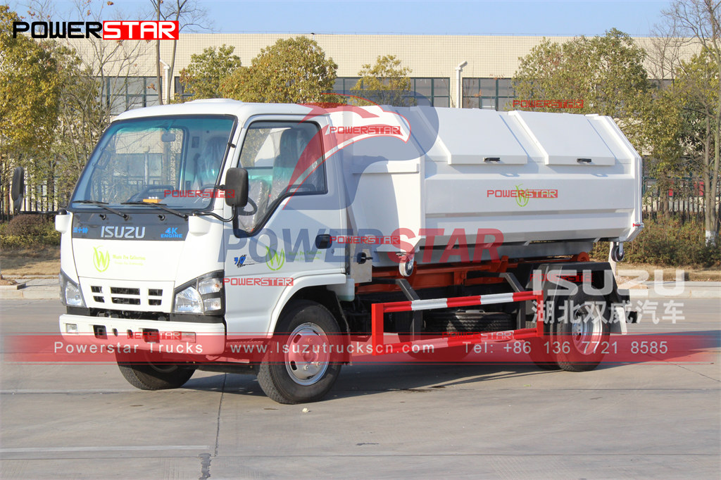 
     ISUZU NKR 4-6cbm ілмекті көтергіш жүк көлігі алынбалы вагон қоқыс таситын Сент-Мартинге экспорттау
    