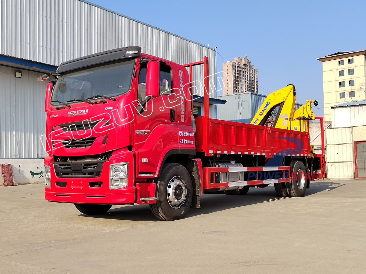 
     Руанда Isuzu Giga жүк көлігі, XCMG 6,3 тонналық GSQZ132 тіреуіш краны бар
    