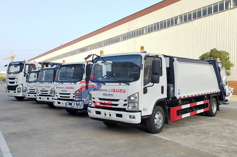 Isuzu ELF 10cbm and FVR 14cbm trash compactor truck are export to Philippine